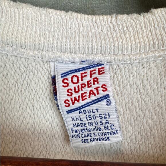 VTG 90s NC State College Sweatshirt Sz XXL White Red HeavyWeight Reverse Weave - Picture 3 of 9